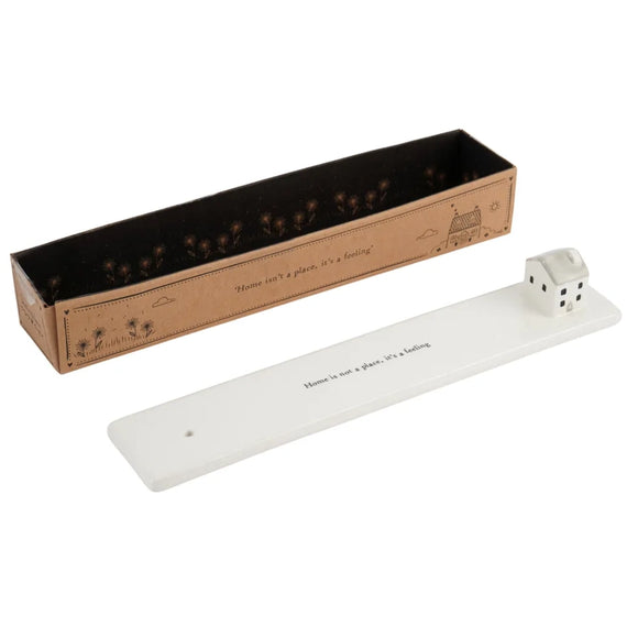 Ceramic house incense holder with writing 