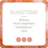 Sunstone card with text and symbols on a sunstone background