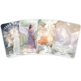 Set of four angel-themed cards with different designs on a white background