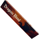 Box of 'Dragons Blood' natural incense with a dragon design on a white background