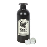 Black bottle labeled 'Dried Crow's Feet' with a white label on a white background