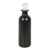 Black bottle with a clear sphere on a white background