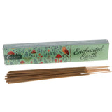 Incense sticks with 'Enchanted Earth' packaging on a white background