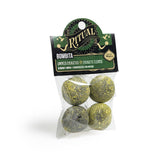 Packaged product with green and black label on a white background