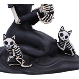 Skeletal figure with two skeleton cats on a white background