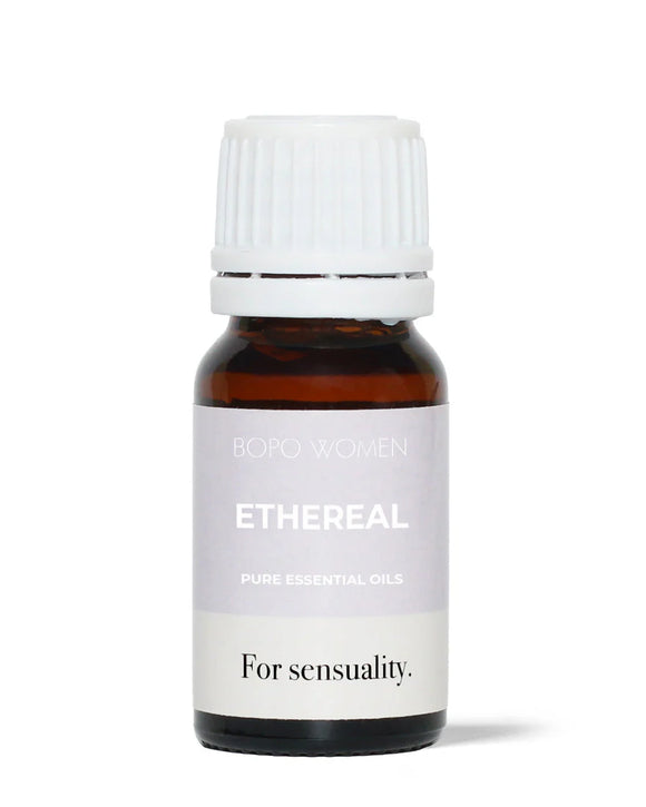 Essential oil bottle labeled 'Ethereal' by Bopo Women on a white background