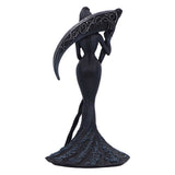 Black decorative figurine of a woman with a fish on a white background