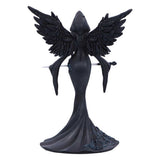 Black angel figurine with wings on a white background