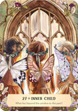 Illustration of three fairy-like figures with butterfly wings in front of a stained glass window, with text '27 Inner Child' at the bottom.