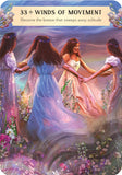 Card with four women holding hands in a garden, titled 'Winds of Movement'.