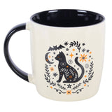 Mug with black cat design on a white background