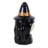 Black witch-themed mug with a pointed hat on a white background