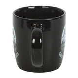 Black mug with handle on a white background