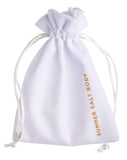 White drawstring bag with 'Summer Salt Body' text on a white background