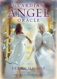 Book cover of 'Guardian Angel Oracle' with two women and angel wings.