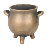 Bronze cauldron with handles on a white background