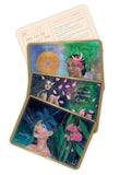 Set of tarot cards with artistic illustrations on a white background