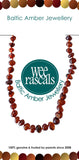 Baltic Amber necklace with 'Wee Rascals' branding on a white background