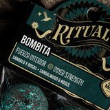 Ritual Bombita packaging with sandalwood and roses scent on a dark background