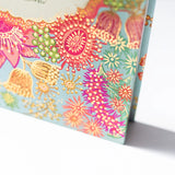 Colorful floral pattern on a product packaging