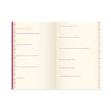 Open book with text on a white background