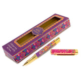 Decorative pen with colorful packaging on a white background