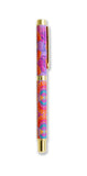Colorful pen with a gold cap on a white background