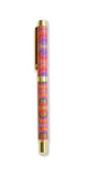 Colorful pen with a gold cap on a white background