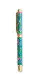Colorful pen with floral design on a white background