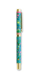 Colorful pen with floral pattern on a white background