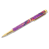 Colorful pen with floral design on a white background