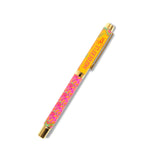 Pen with floral design and 'WONDERFUL' text on a white background