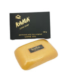 Kama Love Soap with packaging on a light gray background