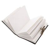 Open notebook with white pages on a white background