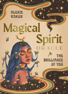 Book cover of 'Magical Spirit Oracle' by Alexis Rakun with a woman with blue hair and flowers.