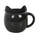 Black cat-shaped mug on a white background