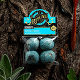Packaged blueBombita with Ritual branding on a tree bark background