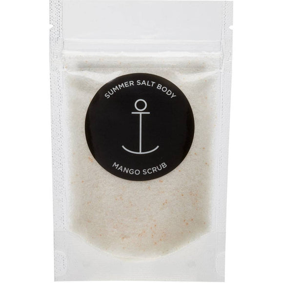 Mango scrub in a clear packaging with 'Summer Salt Body' branding.