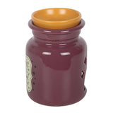 Purple jar with a yellow lid on a white background