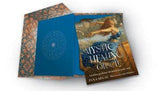Book titled 'Mystic Healing Oracle' with a blue cover and artistic design on a white background