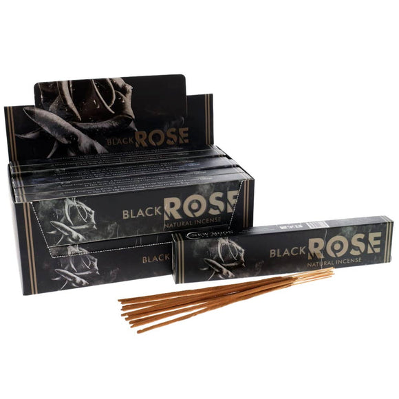 Black Rose incense packaging with incense sticks on a white background