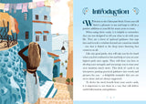 Illustration of a woman looking at a Mediterranean-style house with an introduction text overlay.