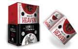The Oracle of Heaven and Hell deck box set by R. Roy Goodman, featuring a red and black box with two smaller matching cards on a white background.