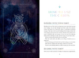 Book page with tarot card illustration and text on bonding with a Tarot deck.