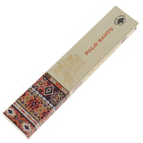 Palo Santo incense packaging with geometric design on a white background