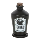 Black bottle labeled 'Dried Crow's Feet' on a white background