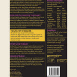 Back of a Power Super Foods Cacao Gold Ceremonial Cacao Paste package with nutrition information and ingredients listed.