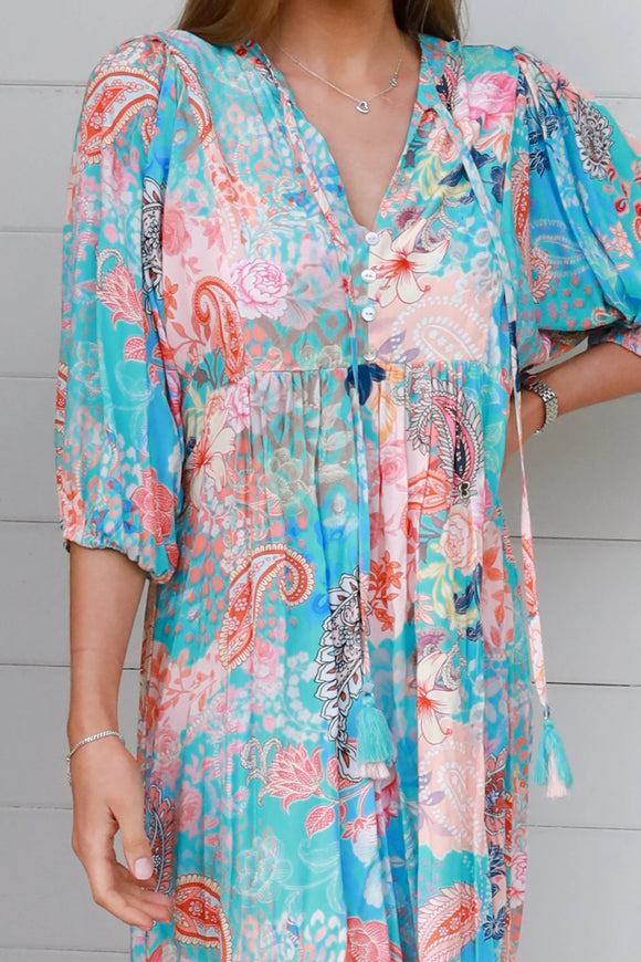 Jaylani Blue Midi Dress