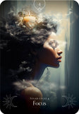 Card with a woman's face surrounded by smoke and a candle, titled 'Solar Cycle 4 Focus'.