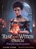 Book cover of 'Rise of the Witch Oracle' featuring a woman holding a glowing object in a dimly lit room.